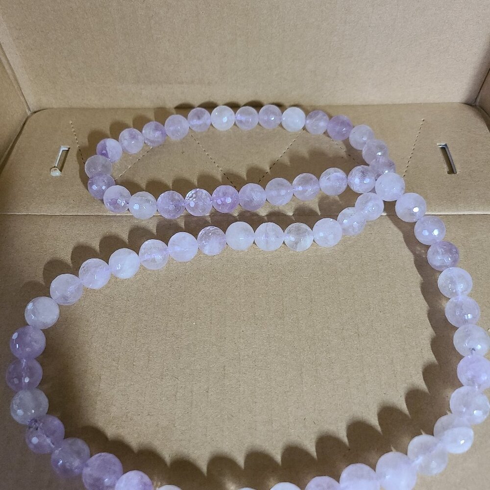 Heavy Lavender Amethyst Purple Beaded Long Necklace